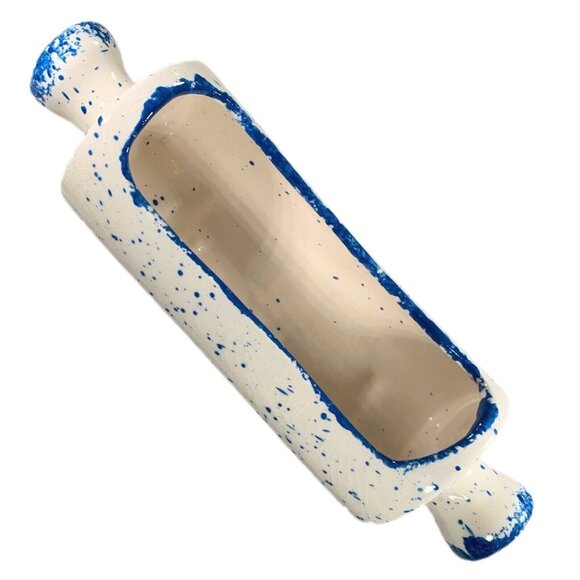 Vintage Rooster Cracker Tray Los Angeles Potteries Blue Stipple Rare HTF READ - Picture 10 of 10